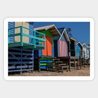 Boat sheds at Mt Martha North, Mornington Peninsula, Victoria, Australia. Sticker